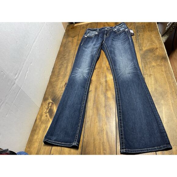 Miss Me Womens Relaxed Bootcut Dark Wash Embroidered Jeans Size 26 NWT - Picture 1 of 13